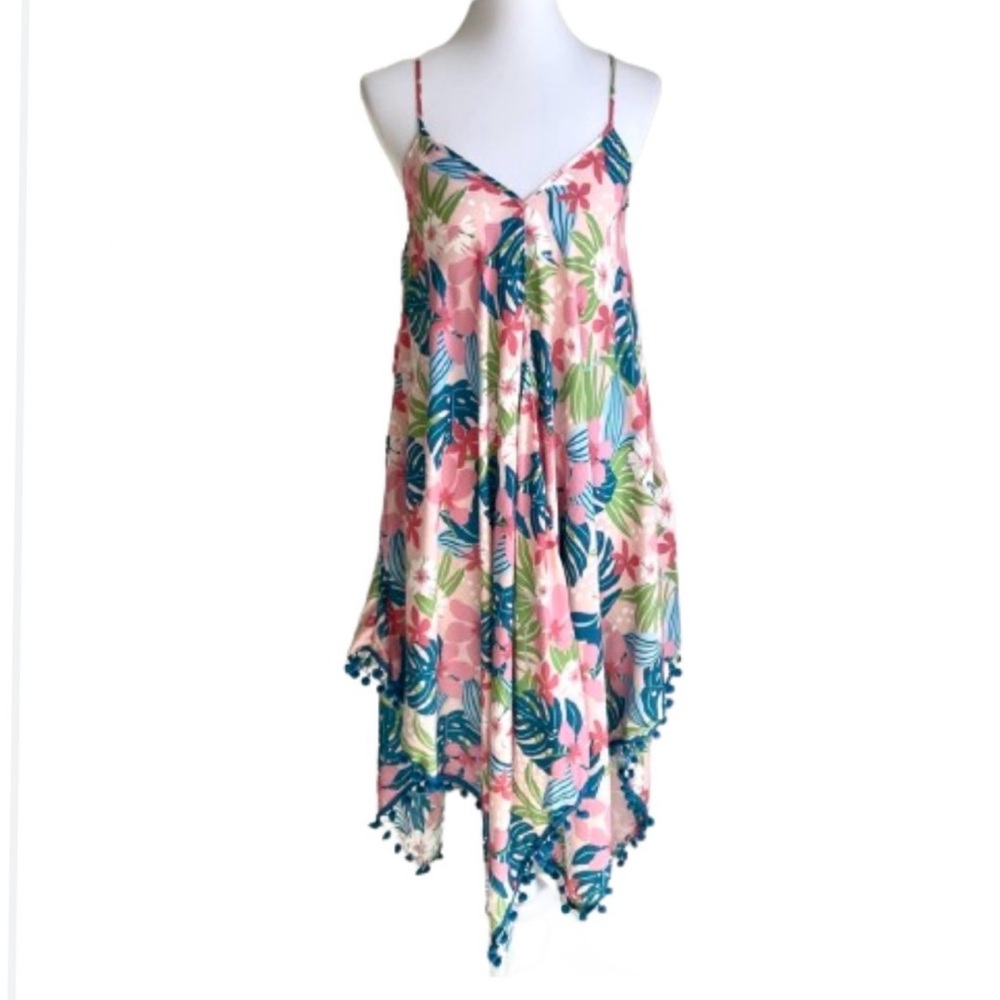 Women’s Pink Tropical Print Swim Cover-Up Dress - Picture 3 of 13